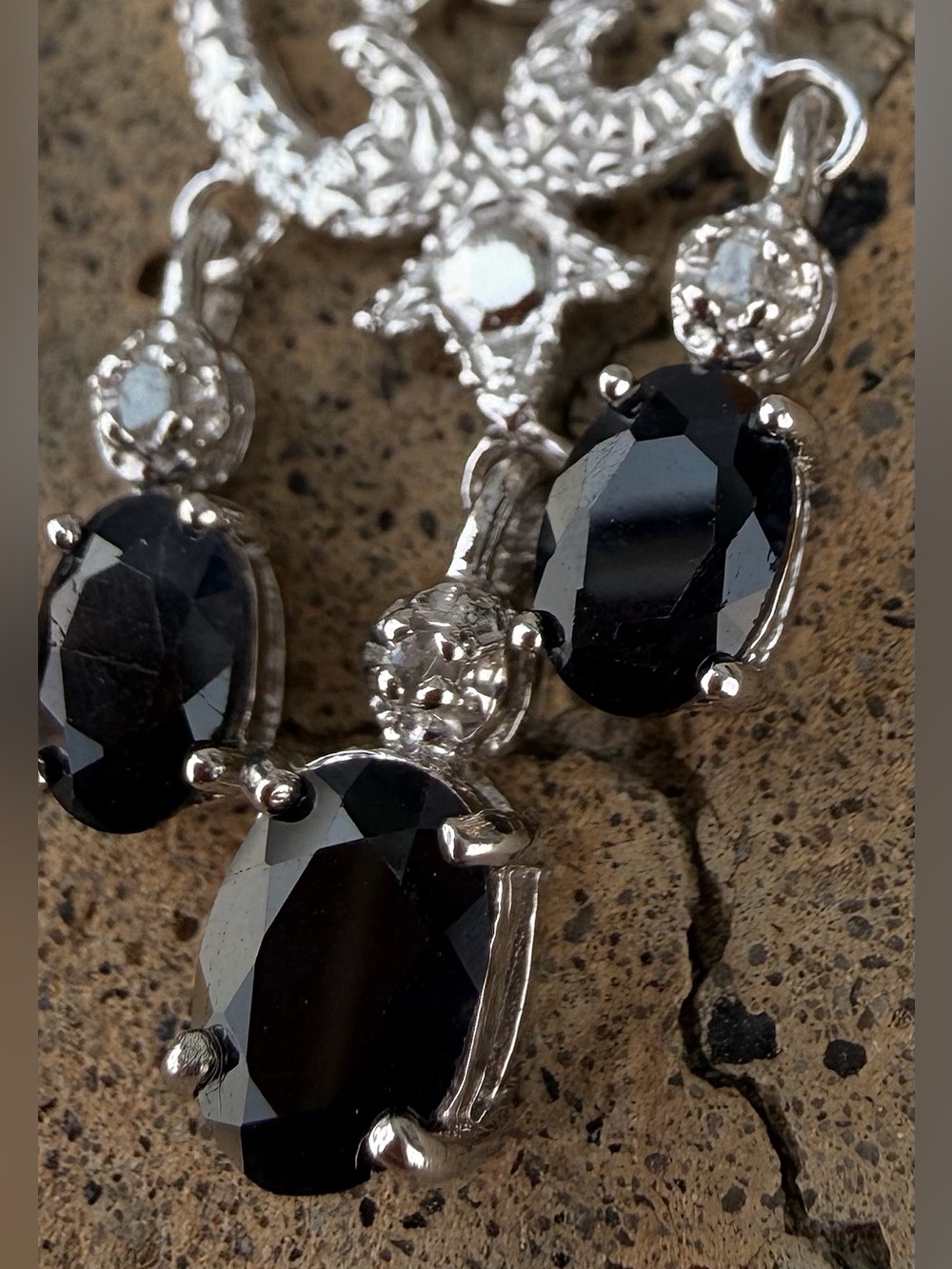 4.40 CTW Sapphire & Diamond Sterling Silver Chandelier Earrings - Picture 15 of 15